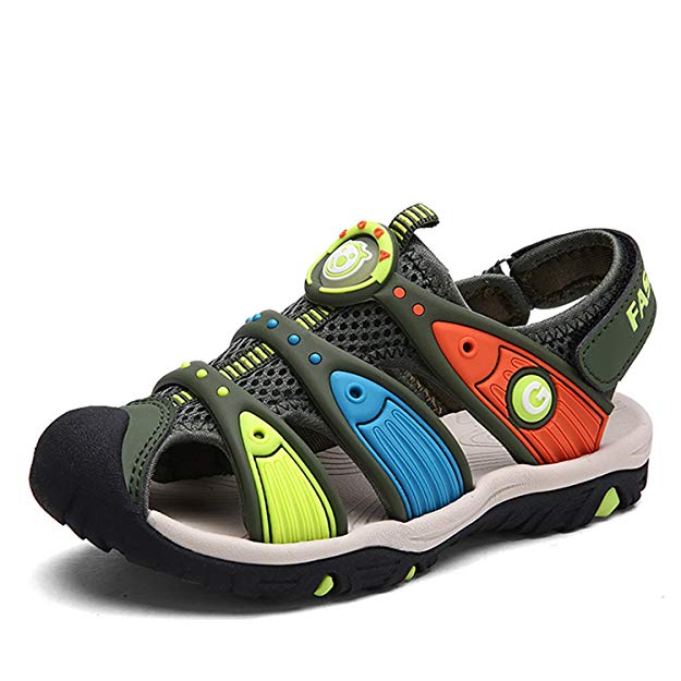 Bigcount Boys Girls Outdoor Sport Closed-Toe Sandals Kids Breathable Mesh Water Athletic Sandals Shoes