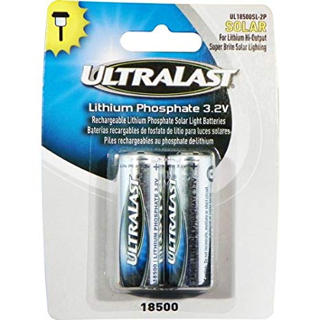 UltraLast Lithium Phosphate Rechargeable Batteries for 3.2 Volt Outdoor Solar Lighting - 1000mAh