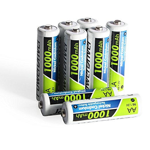 PowerDriver 1000mAh Aa Rechargeable NiCD Ni-CD Batteries, 8 Pack