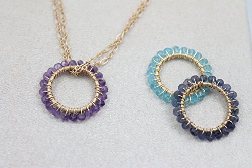 3 Birthstone Circle necklace gold plate mom pendant 3