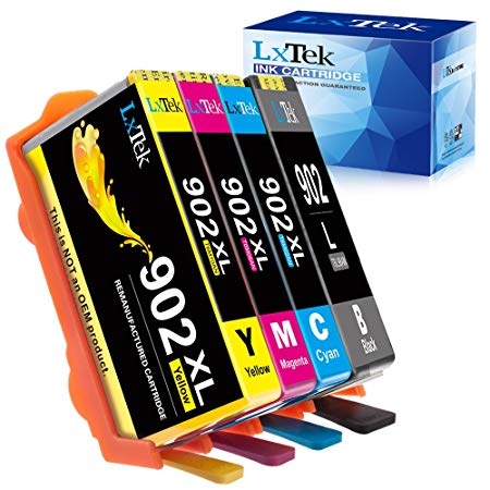 LxTek Remanufactured for HP 902 Black HP 902XL Cyan Magenta Yellow Ink Cartridges for HP OfficeJet Pro 6968 6978 6962 6954 6960 6975 6951 6970 6950 6979 6958 Printer (4 Pack, New Chip)