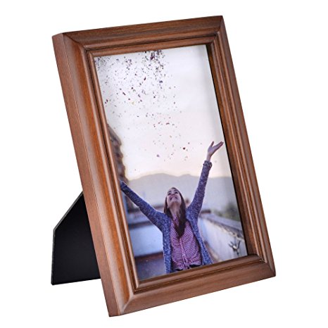 4x6 inch Picture Frames Made of Solid Wood High Definition Glass for Table Top Display and Wall mounting photo frame Brown