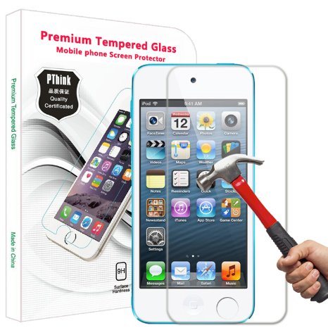 PThink 0.3mm Ultra-thin Tempered Glass Screen Protector for iPod Touch 5G 5th Generation with 9H Hardness/Perfect Anti-scratch/Fingerprint & water & oil resistant (iPod Touch 5G 5th Generation)