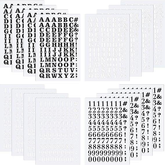 1408 Pieces Iron on Letters and Numbers 0.75 Inch Heat Transfer Letters Numbers Adhesive Letters Applique DIY Fabric Vinyl Alphabets for Clothing Printing Crafts Decorations, 16 Sheets (Black, White)