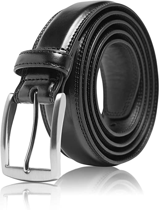 Genuine Leather Dress Belts For Men - Mens Belt For Suits, Jeans, Uniform With Single Prong Buckle - Designed in the USA