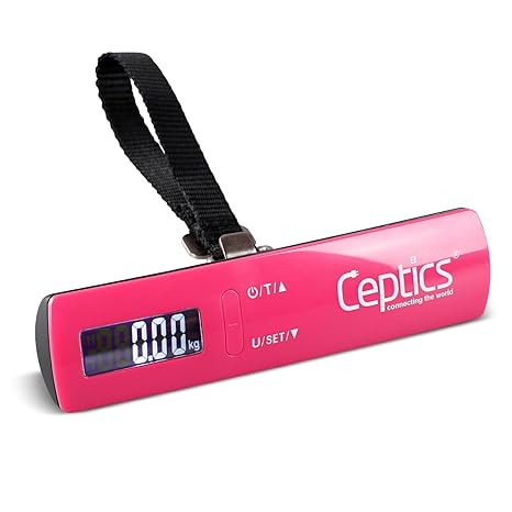 Ceptics weight machine for luggage weighing scale, luggage weighing scale capable capacity up to 50 Kg, weighing machine for luggage with LCD display luggage scale for bags, home, shop - PINK