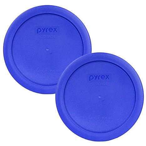 Pyrex Light Blue 4 Cup Round Storage Cover #7201-PC for Glass Bowls - 2 Pack