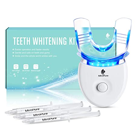 MiroPure Teeth Whitening Kit, 5X High-intensity Cold LED Teeth Whitening Light, with 3 3mL Dental-grade Whitening Gel, Reusable Tray, 10 Min Fast Whitening Result, Non-Sensitive Home Teeth Whitener