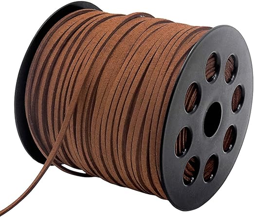 Tenn Well 2.6mm Suede Cord, 100 Yards Flat Faux Leather Cord for Jewelry Making, Necklace and Bracelet Making, Dream Catchers and DIY Crafts (Brown)