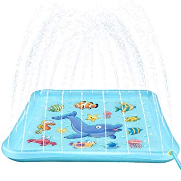 Growsland Splash Pad Sprinkler Toys for Kids - 67" Splash Play Mat Wading Pool Water Toys Summer Fun Outdoor Toys Gifts for Boys Girls