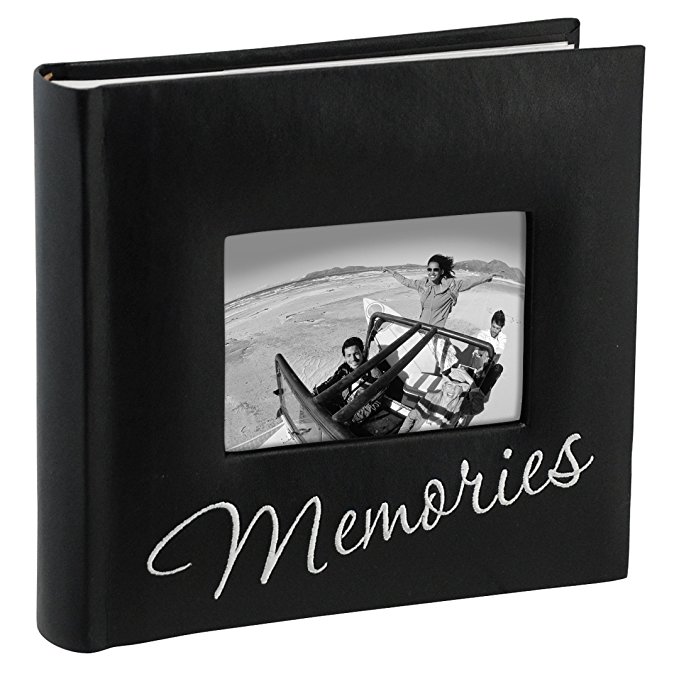 Malden International Designs Memories Cursive 2-Up With Memo Space Photo Album, 160-4x6, Black