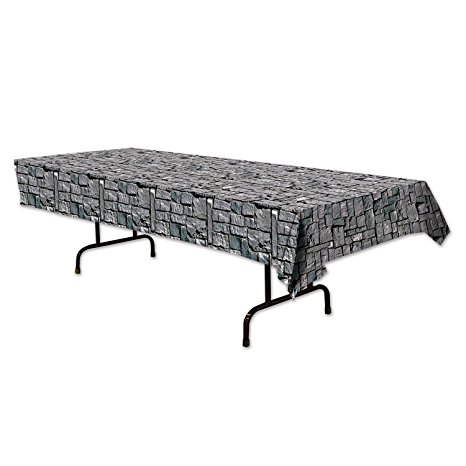 Beistle Stone Wall Tablecover, 54 by 108-Inch, Multicolor