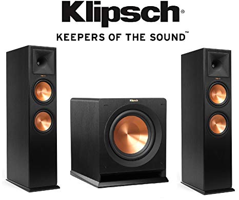 Klipsch (1 Pair) Reference Premiere 280 Floorstanding Speaker with Dual 8 inch Cerametallic Cone Woofers (Ebony) R-112SW 12'' Reference Series Powered Subwoofer Bundle