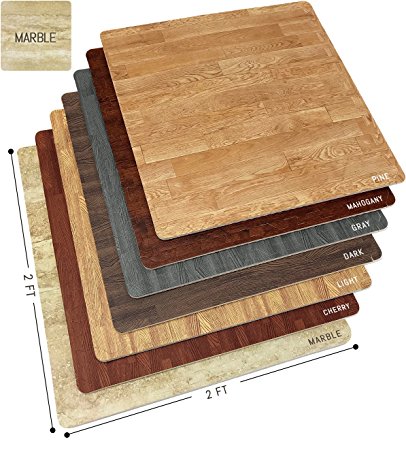 Sorbus Wood Grain Floor Mats Foam Interlocking Mats Tile 3/8-Inch Thick Flooring Wood Mat Tiles Borders - Home Office Playroom Basement Trade Show