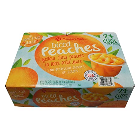 Member's Mark organic diced peaches in 100% juice (12 count, 4 ounces)