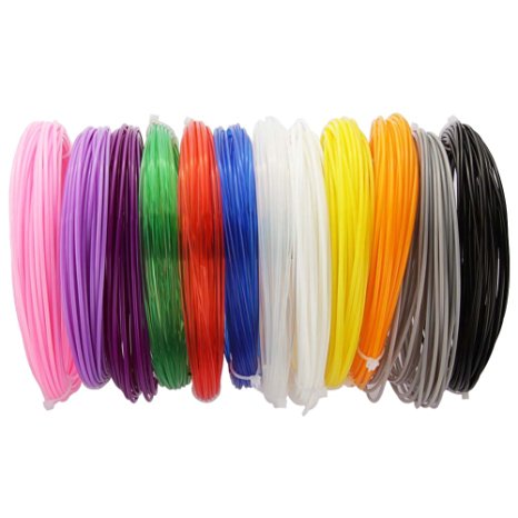 Soyan 3D Pen/Printer Filament Refills, 1.75mm 393.6ft ABS Filament, Pack of 12 Colors, 32.8ft each color, Suitable for 3D printing/drawing pen, 3D printer and more