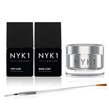 NYK1 NAIL FORCE Builder Nail Gel with Top and Base Coat Polish Pack UV and LED PowerGel ExtendaNail Amazing Gel Nail Strengthener Fixer and Hardener for Nail Extensions Sculpture Gel