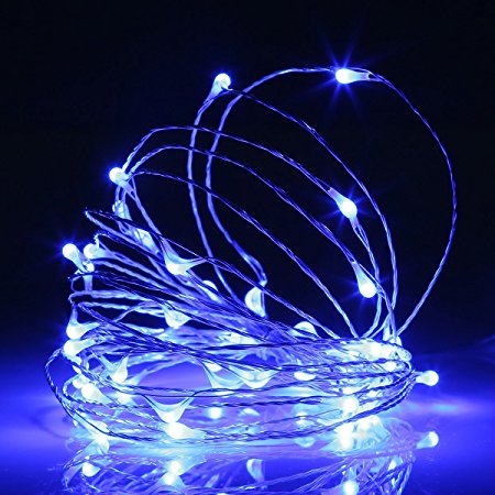 Ehome 100 LED 33ft/10m Starry Fairy String Light, Waterproof Decorative Copper Wire Lights for Indoor Outdoor, Bedroom Festival Christmas Wedding Party Patio Window with USB Interface (Blue)