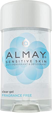 Almay Sensitive skin Clear Gel, Anti-Perspirant & Deodorant, Fragrance Free, 2.25-Ounce Stick (Pack of 6)