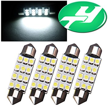 YINTATECH 4pcs Festoon 41mm 12-SMD LED White Light License Plate Interior Dome Bulbs 42mm