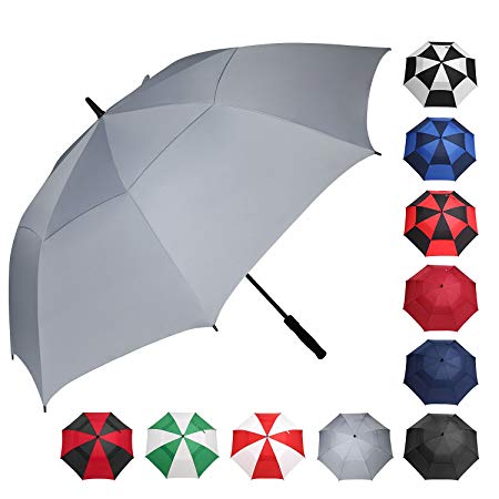 BAGAIL Golf Umbrella 62 Inch Large Oversize Double Canopy Vented Windproof Waterproof Automatic Open Stick Umbrellas For Men and Women