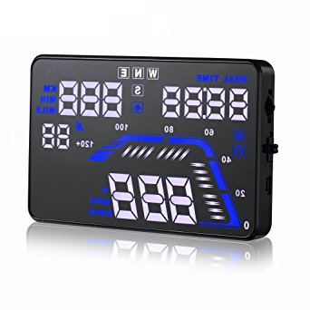 Kshioe 5.5" Q7 Universal GPS HUD Head-Up Display Dashboard Mounted Projector Plug and play Speed Warning Speedometers