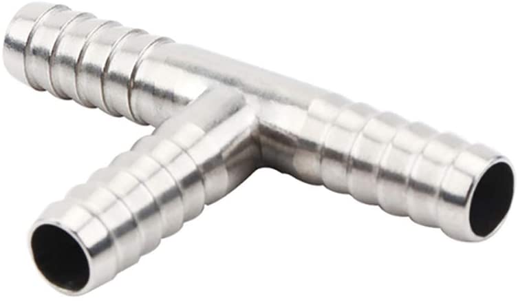 Beduan Stainless Steel 3/8" Hose Barb, 3 Way Tee T Shape Barbed Co2 Splitter Fitting