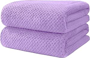 HOMEXCEL Bath Towel Set Pack of 2, (27 x 54 Inches) Microfiber Ultra Soft Highly Absorbent Bath Towel, Lightweight and Quick Drying Towels for Body, Sport, Yoga, SPA, Fitness, Purple