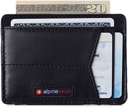 Alpine Swiss RFID Minimalist Oliver Front Pocket Wallet For Men Leather