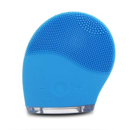 HailiCare Electric Facial Cleansing Brush Natural Silicone Rechargeable Face Massager (Blue)