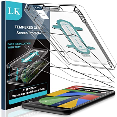 LK 3 Pack Screen Protector Compatible with Google Pixel 4 XL, Tempered Glass Easy-Installation Tool, Case Friendly, HD Transparent, 9H Hardness