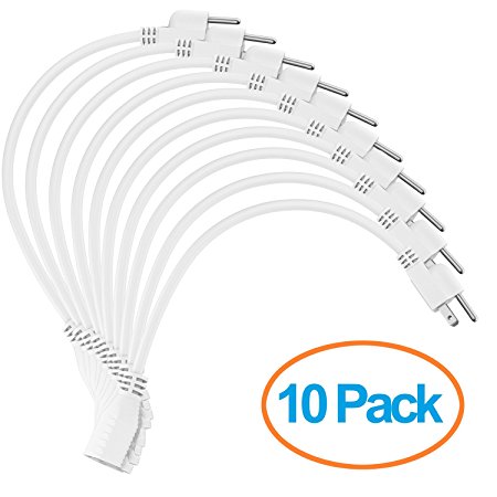 Aurum Cables 1 Foot Extension Cord -White ,16AWG Electrical Power Cord, SJTW NEMA 5-15P to NEMA 5-15R - ETL Listed - 10 Pack