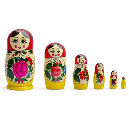 5.5" Set of 6 Semenov Wooden Russian Nesting Dolls - Matryoshka Stacking Nested Wood Dolls