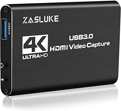 ZasLuke Game Capture Card, USB 3.0 Audio Video Capture Card with HDMI Loop-Out 1080P 60FPS Live Streaming HDMI Capture for PS4, Nintendo Switch, Xbox One&Xbox 360 and More (Black)