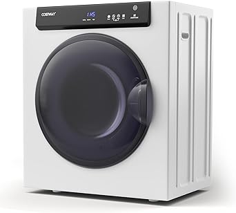 COSTWAY 4KG Vented Tumble Dryer, 1400W Freestanding Front Tumble Dryer with 3 Heating Settings, ECO & IHS Mode, 200mins Timer, Stainless Steel Tub, Overheat Protection, Compact Clothes Dryer Machine