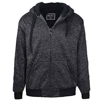 Leehanton Mens Hoodies Zip Up Sherpa Lined Heavyweight Workout Winter Sweatshirt Jackets