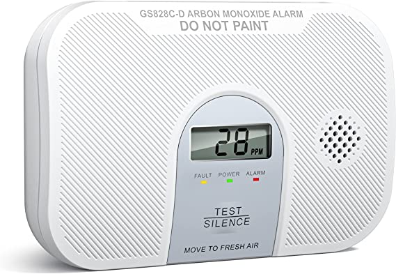 Siterlink Carbon Monoxide Detector, 10-Year Life Carbon Monoxide Alarm, Replaceable Battery CO Detector with LCD Digital Display and Test Button, 3 LED Lights CO Alarm for Home, GS828C-D, 1 Pack