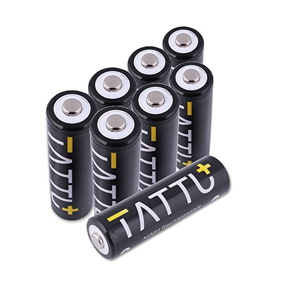 Tattu AA NiMH Rechargeable Battery 2600mAh Low Self Discharge High Capacity Batteries for Flashlight, Toys, Alarm-Clocks, LCD-TVs, Toothbrushes (8Pack)