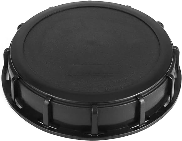 QWORK Black 6" Solid Cap for Mauser IBC Tote - High Density Polyethylene (HDPE) - Industrial-Grade Secure Seal - Resistant to Impact and Harsh Chemicals