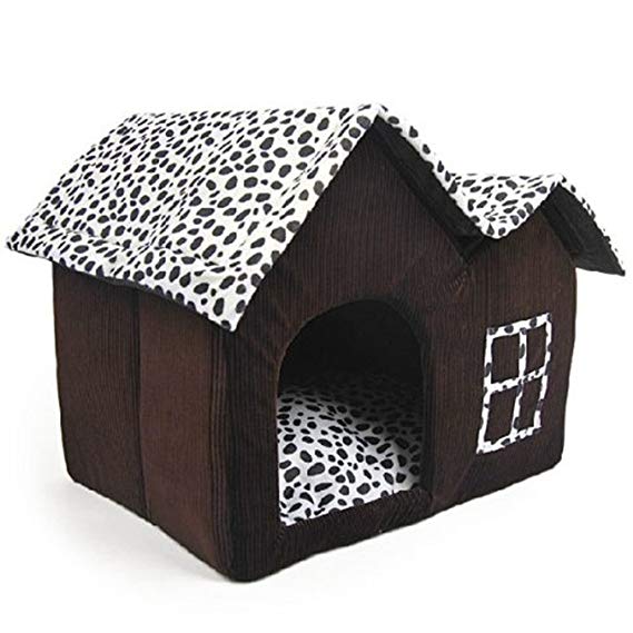 TOOGOO(R) Luxury High-End Double Pet House Brown Dog Room 55 x 40 x 42 cm