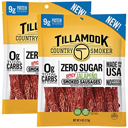 Tillamook Country Smoker Zero Sugar Spicy Jalapeno Smoked Sausages, 8 Ounces