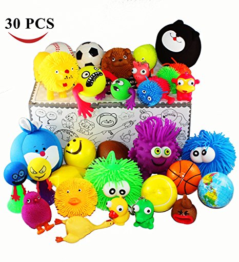 Jalousie 30 Pieces Stress Ball and Squeeze Toys Value Assortment-Stress Relax Toys (30 Pcs Pack).