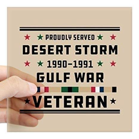 CafePress Proudly Served Gulf War Square Sticker 3" X 3 Square Bumper Sticker Car Decal, 3"x3" (Small) or 5"x5" (Large)
