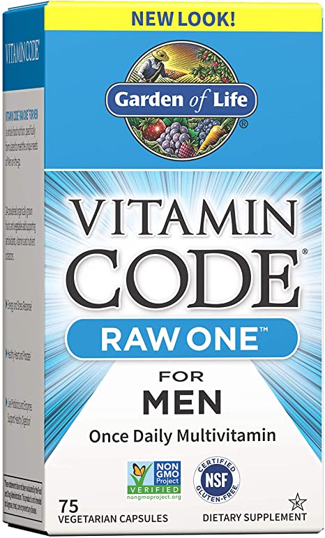 Garden of Life Multivitamin for Men, Vitamin Code Raw One for Men - 75 Capsules, Once Daily Mens Vitamins plus Fruit, Veggies & Probiotics for Mens Health, Vegetarian One a Day Mens Multivitamins