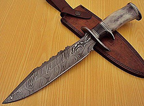 REG-1322 Handmade Damascus Steel 14.50 Inches Bowie Knife (Color/case/shape may vary slightly)