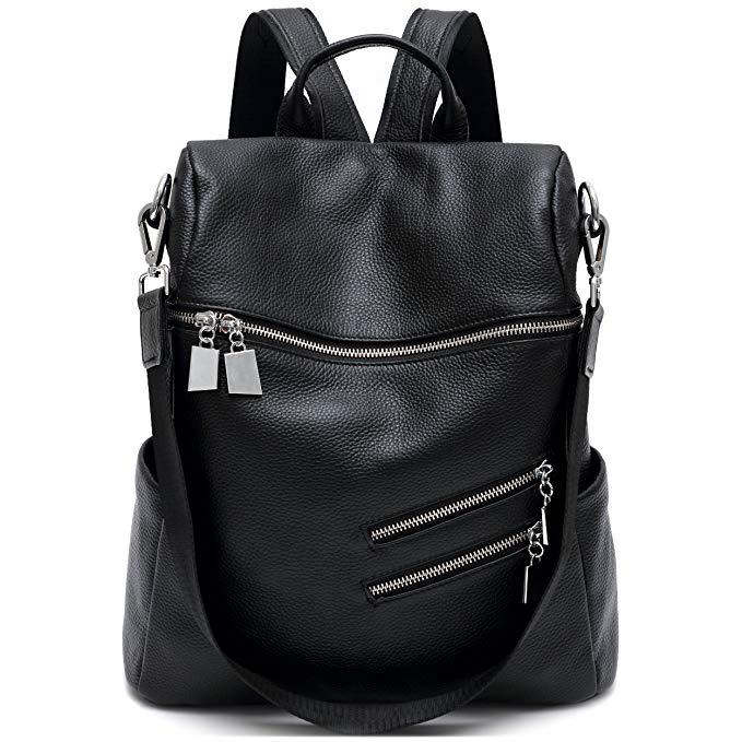 Women's Genuine Leather Antitheft Backpack Casual Shoulder Bag Purse