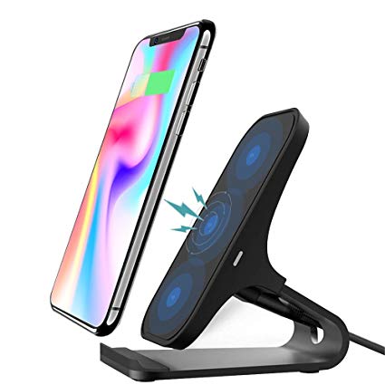 Fast Wireless Charger Stand STOGA 10W Fast Wireless Charging Pad Certified Qi Wireless Charger for iPhone 8/8 Plus iPhone X Samsung Galaxy S9/S9 Plus/Note 8/S8/S8 Plus/S7/S7 Edge(NO Adapter)-Black
