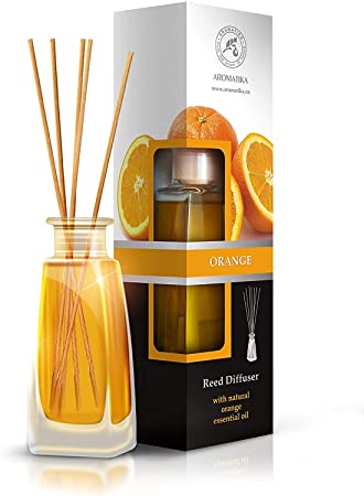 Orange Reed Diffuser 100ml - Room Fragrance Diffuser w/Natural Essential Orange Oil - Best for Aromatherapy - Spa - Home - Kitchen - Bath - Office - Fintess - Club - Restaurant - Boutique