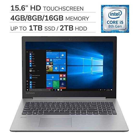 2019 Lenovo IdeaPad 330 15 Premium 15.6 HD Touch Screen Laptop Computer, 4-Core Intel 8th Gen Core i5 1.6GHz, 8GB|12GB|20GB RAM, up to 1TB SSD|2TB HDD, DVD, Wi-Fi|Bluetooth|Webcam|HDMI, Windows 10