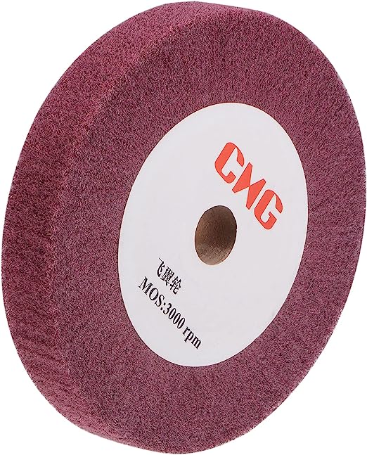 uxcell 150mm x 25mm 320 Grit Non-Woven Polishing Burnishing Wheel Nylon Wire Drawing Abrasive Flap Wheel for Stainless Steel Copper Red